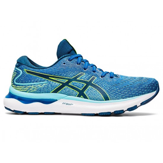 Asics Gel-Nimbus 24 Extra Wide Lake Drive/Hazard Green Running Shoes Men