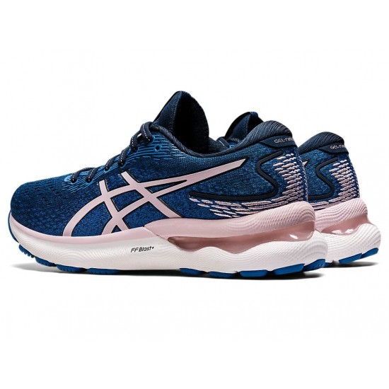  ASICS Women's Gel-Nimbus 24 Running Shoes, 5, French  Blue/Barely Rose