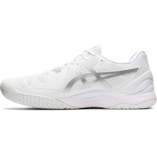 Asics Gel-Resolution 8 White/Pure Silver Tennis Shoes Men