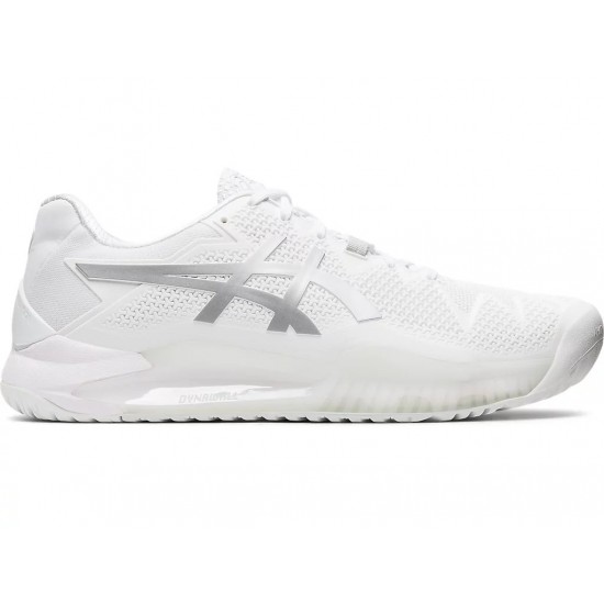 Asics Gel-Resolution 8 White/Pure Silver Tennis Shoes Men