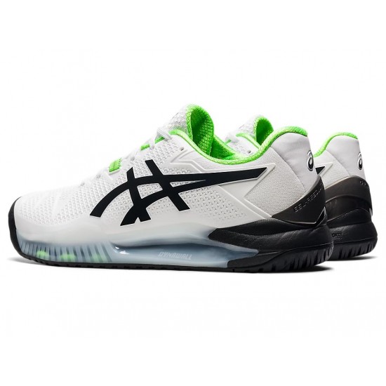 Asics Gel-Resolution 8 (2E) White/Green Gecko Tennis Shoes Men