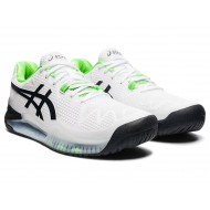 Asics Gel-Resolution 8 (2E) White/Green Gecko Tennis Shoes Men