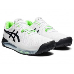 Asics Gel-Resolution 8 (2E) White/Green Gecko Tennis Shoes Men