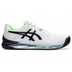 Asics Gel-Resolution 8 (2E) White/Green Gecko Tennis Shoes Men