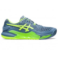 Asics Gel-Resolution 9 Steel Blue/Hazard Green Tennis Shoes Men