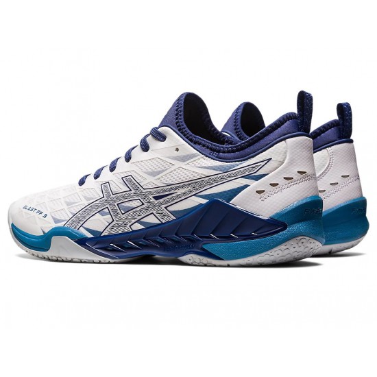 Asics Blast Ff 3 White/Deep Ocean Volleyball Shoes Men